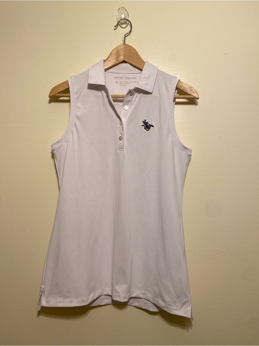 Peter Millar White Sleeveless Polo Tank with Embroidered Logo. Size S